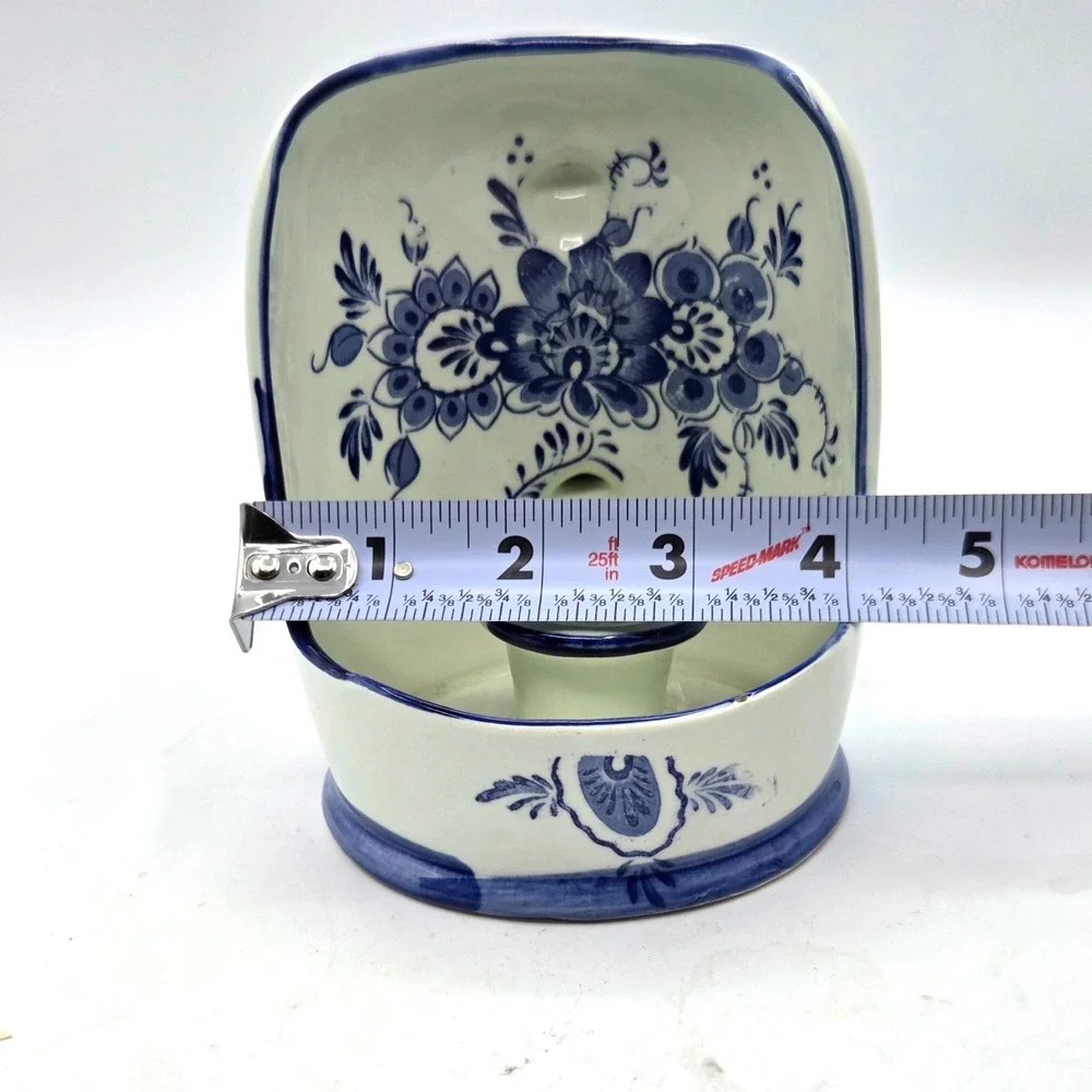 Wall  Candle‎ Holder Blue and White Porcelain  or Table Top With Handle  Vintage